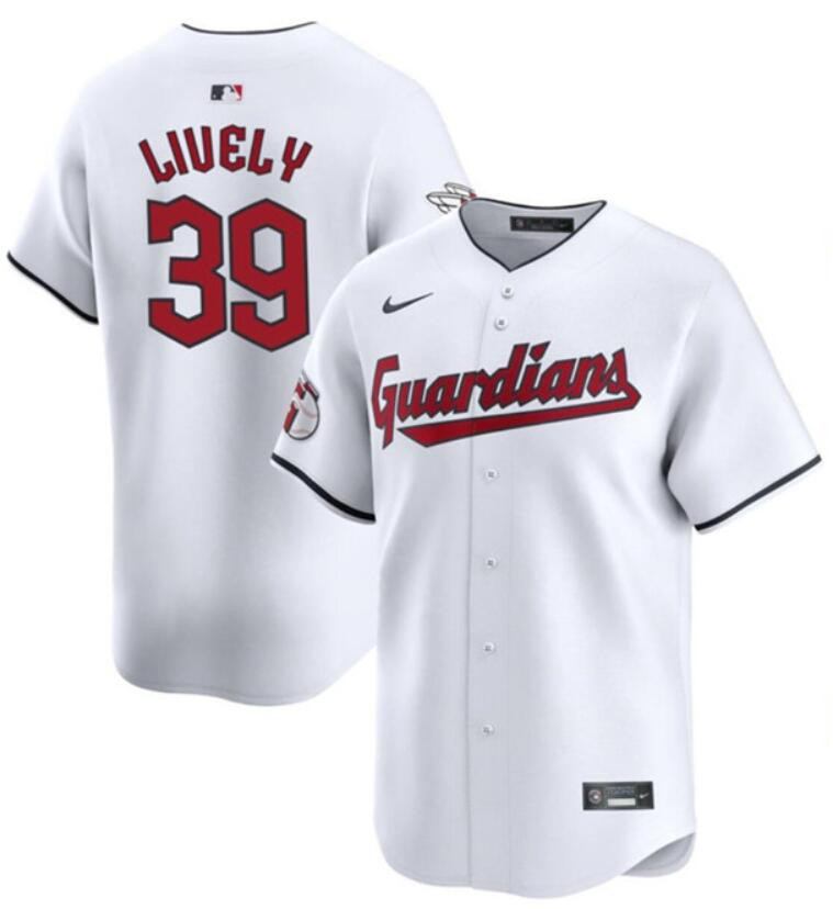 Youth Cleveland Guardians #39 Ben Lively White Home Limited Stitched Baseball Jersey